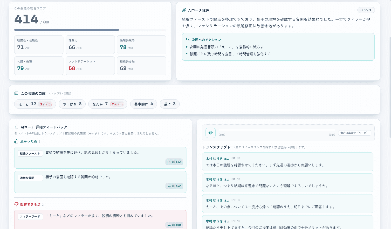 AIコーチ・フィードバック